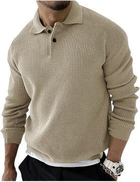 Męski sweter jesienno-zimowy męski sweter dzianinowy klapa jednolity kolor