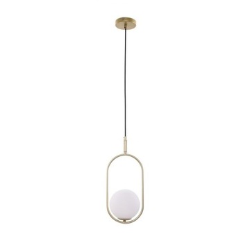 Lampa wisząca mosiądz klosz kula mleczna CORDEL 1