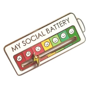 My Social Battery Enamel Pin Funny Interactive Mood Tracker Metal Badges
