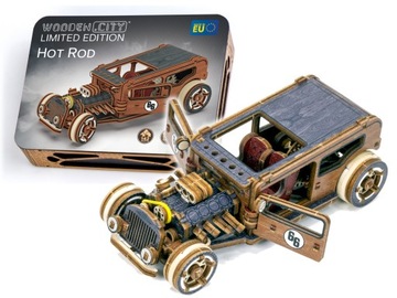 Wooden.City Składany Drewniany Model 3D Hot Rod