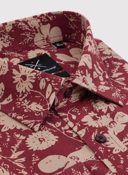 Czerwono-beżowa koszula męska Slim Fit 100% bawełna PAKO LORENTE XL
