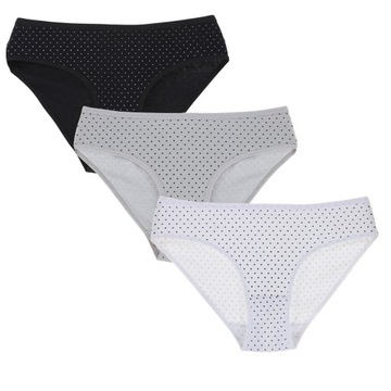 3x DAMSKIE figi bawełniane kropki MORAJ majtki XL