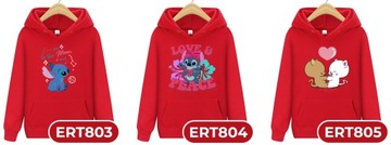 BLUZA DAMSKA CZERWONA KAPTUR DLA FANA LILO STICH I LOVE YOU WZORY XL