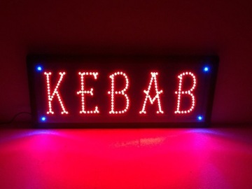 Светодиодная рекламная вывеска KEBAB 71х31 см. Светодиодная неоновая вывеска