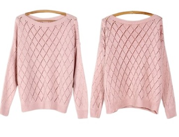 MIĘCIUTKI AŻUROWY SWETER OVERSIZE 998a