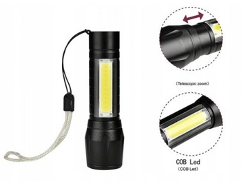 MINI LATARKA TAKTYCZNA LED COB ZOOM USB