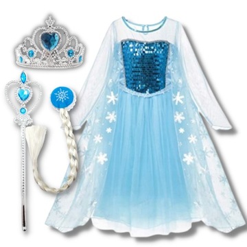 STRÓJ ELSA ELZA 110-122 SUKIENKA DIADEM BERŁO WARKOCZ