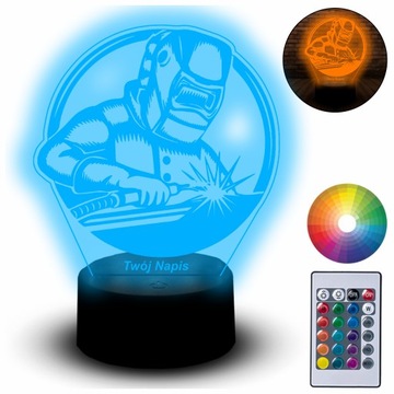 Lampka Led Na Biurko Statuetka 3D Praca Spawacz Zawód Dla Spawacza Imię
