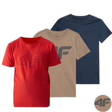KOMPLET CHŁOPIĘCY 4F KOSZULKA T-SHIRT DZIECIĘCY BAWEŁNA ZESTAW WF 3PAK 158