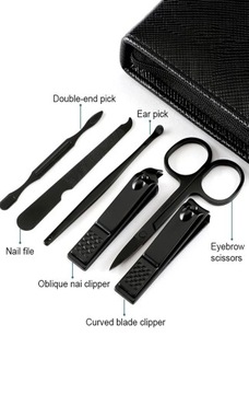 6 шт. сумка портативные роскошные маникюрные наборы наборы для педикюра яркий черный лак для ногтей Cli