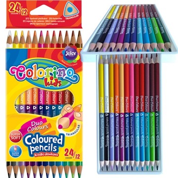 KREDKI DWUSTRONNE 12/24 KOLORY COLORINO TRÓJKĄTNE