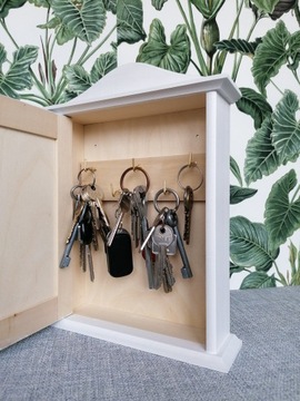 ШКАФ ДЛЯ КЛЮЧЕЙ, ВЕШАЛКА, 100% ДЕРЕВО, БЕЛЫЙ