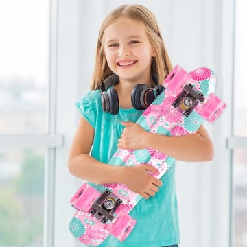 СКЕЙТБОРД FISZKA ДЛЯ ДЕТЕЙ С ОСВЕЩЕНИЕМ, СВЕТОДИОДНЫЕ КОЛЕСА, 56 СМ, С ТВЕРДЫМИ ЦВЕТАМИ ABEC7