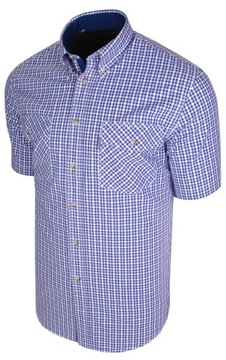 L-Męska koszula z bawełny 100% w kratę z dwoma kieszeniami na patkę #85