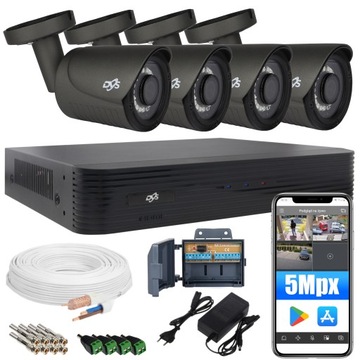 MONITORINGU 5 MPX 4 KAMERY SZARE Z IR APLIKACJA