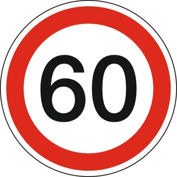 Naklejka OGRANICZENIE PRĘDKOŚCI 60 KM/H 15cm
