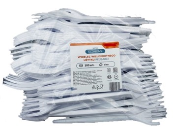 Белые, экономичные, многоразовые пластиковые вилки, 100 шт.