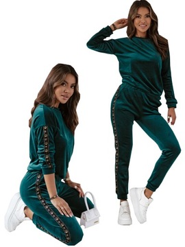 DAMSKI DRES WELUROWY BLUZA SPODNIE LAMPAS