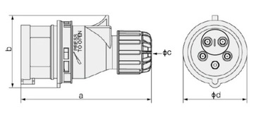 ВИЛКА ПИТАНИЯ ПОРТАТИВНАЯ ФАЗОВАЯ КРОССОВЕР 16А 5П IP44