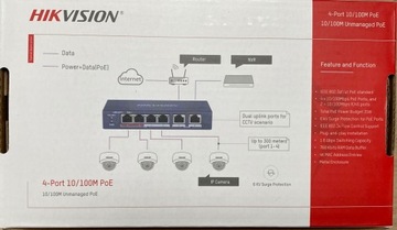 Hikvision DS-3E0106P-E/M PoE-коммутатор, 6 портов