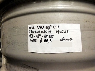 1FA 18 VW TOUAREG 5X112 ET25 8J 66,6 760601025H