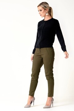 Vero Moda Spodnie do kostki z wysokim stanem eleganckie zielone khaki 38 M