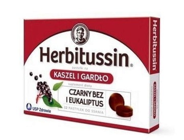 HERBITUSIN KASZEL I GARDŁO CZARNY BEZ 12 pastylek
