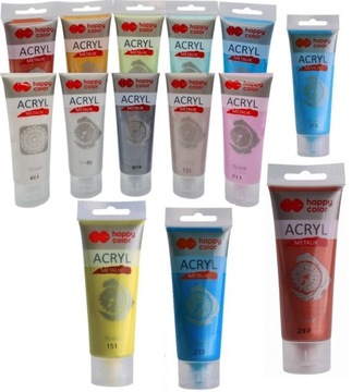 HAPPY COLOR FARBY AKRYLOWE FARBA ZESTAW METALIK 14