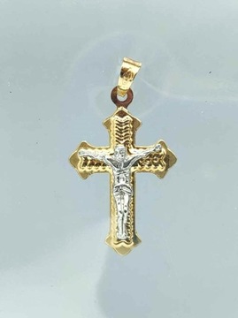 Zdobna Złota Zawieszka Krzyż 2,06G P585