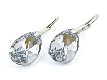 Srebrne Kolczyki z Kryształami Swarovski Migdał 22