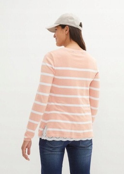 40 Bonprix SWETER CIĄŻOWY Z AŻUROWYM HAFTEM