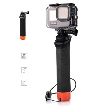 РУЧКА-БУИ ДЛЯ GOPRO HERO ЧЕРНАЯ ПЛАВАЮЩАЯ 7 ДЮЙМОВ С РЕМНЕМ из АБС-пластика