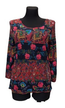 Bluzka cienka bluza bawełniana w róże DESIGUAL S