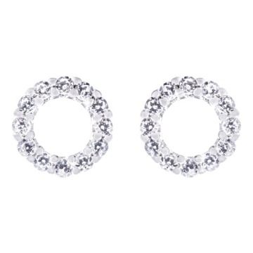 КРУГЛЫЕ СЕРЕБРЯНЫЕ СЕРЬГИ С ЦИРКОНИЕМ 925 ПРОБЫ