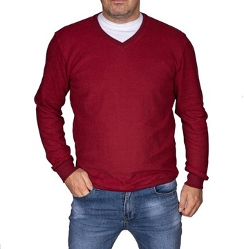 Sweter męski bordowy klasyczny Bastion bluza XXL