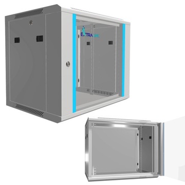Szafa rack Extralink 9U 600x450 Szara na ścianie