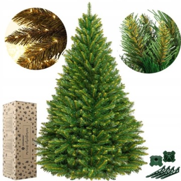 ИСКУССТВЕННАЯ РОЖДЕСТВЕНСКАЯ ЕЛЬ СКАНДИНАВСКАЯ СИБИРСКАЯ ЕЛЬ 220 см + НАБОР СВЕТОДИОДНЫХ ПРОВОДОВ