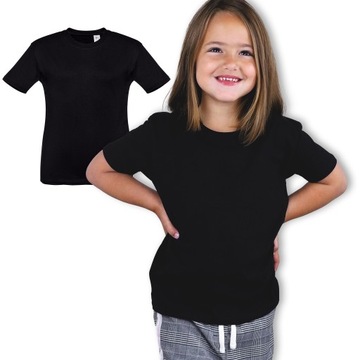 Koszulka bawełniana t-shirt dla chłopca dziewczynki strój WF czarna 128-134