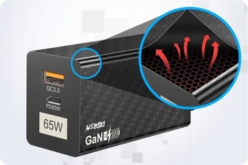 МОЩНОЕ ЗАРЯДНОЕ УСТРОЙСТВО USB/USB-C 65 Вт 20 В ДЛЯ iPhone iPad