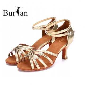 BUTY TANECZNE DO TAŃCA ZŁOTE 7CM 38+SALSA GRATIS