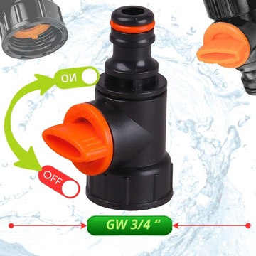 САДОВЫЙ БЫСТРОРАЗЪЕМНЫЙ СОЕДИНИТЕЛЬ ДЛЯ ЛЕНТЫ с клапаном GW 3/4