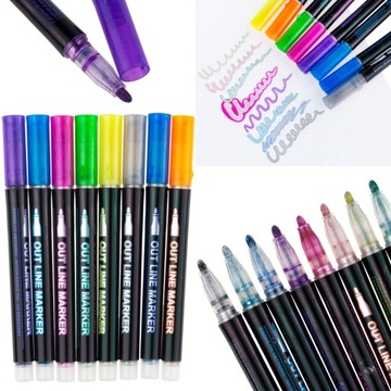 Маркеры, фломастеры, фломастеры, контурные, 8 шт.