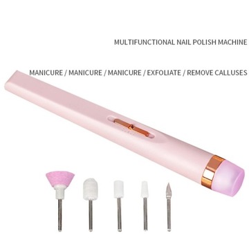 Беспроводная электрическая дрель для ногтей Набор для маникюра и педикюра USB Розовый