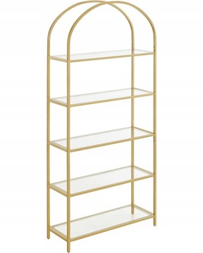 Regał metalowy szklany złoty GLAMOUR 184 cm