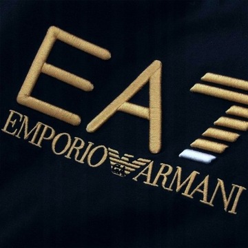 BLUZA EMPORIO ARMANI EA7 BEZ KAPTURA DUŻE HAFTOWANE LOGO GRANATOWA