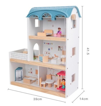 Большой деревянный двухэтажный кукольный домик, набор мебели и аксессуаров для лифта XXL