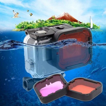 Красные и пурпурные фильтры для воды Telesin для спортивной камеры GoPro Hero 8