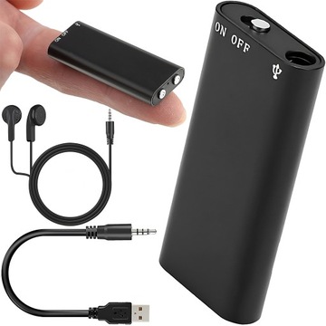MINI DYKTAFON PODSŁUCH DŹWIĘKU AKTYWACJA GŁOSEM REJESTRATOR SZPIEGOWSKI 8GB