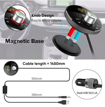 Автомобильный адаптер Bluetooth AUX, передатчик 4-в-1!