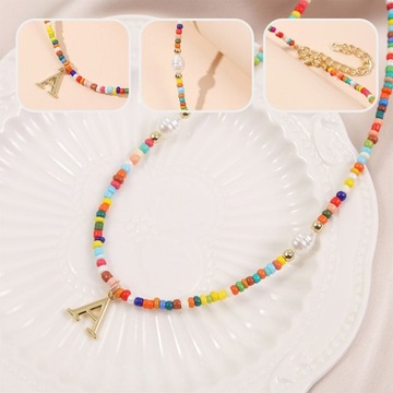 ЦВЕТНЫЕ БУСЫ ЦЕПОЧКА НА ШЕЮ ЗАЯВЛЕННЫЙ КУЛОН ОЖЕРЕЛЬЕ ОТДЕЛКА С ПИСЬМОМ